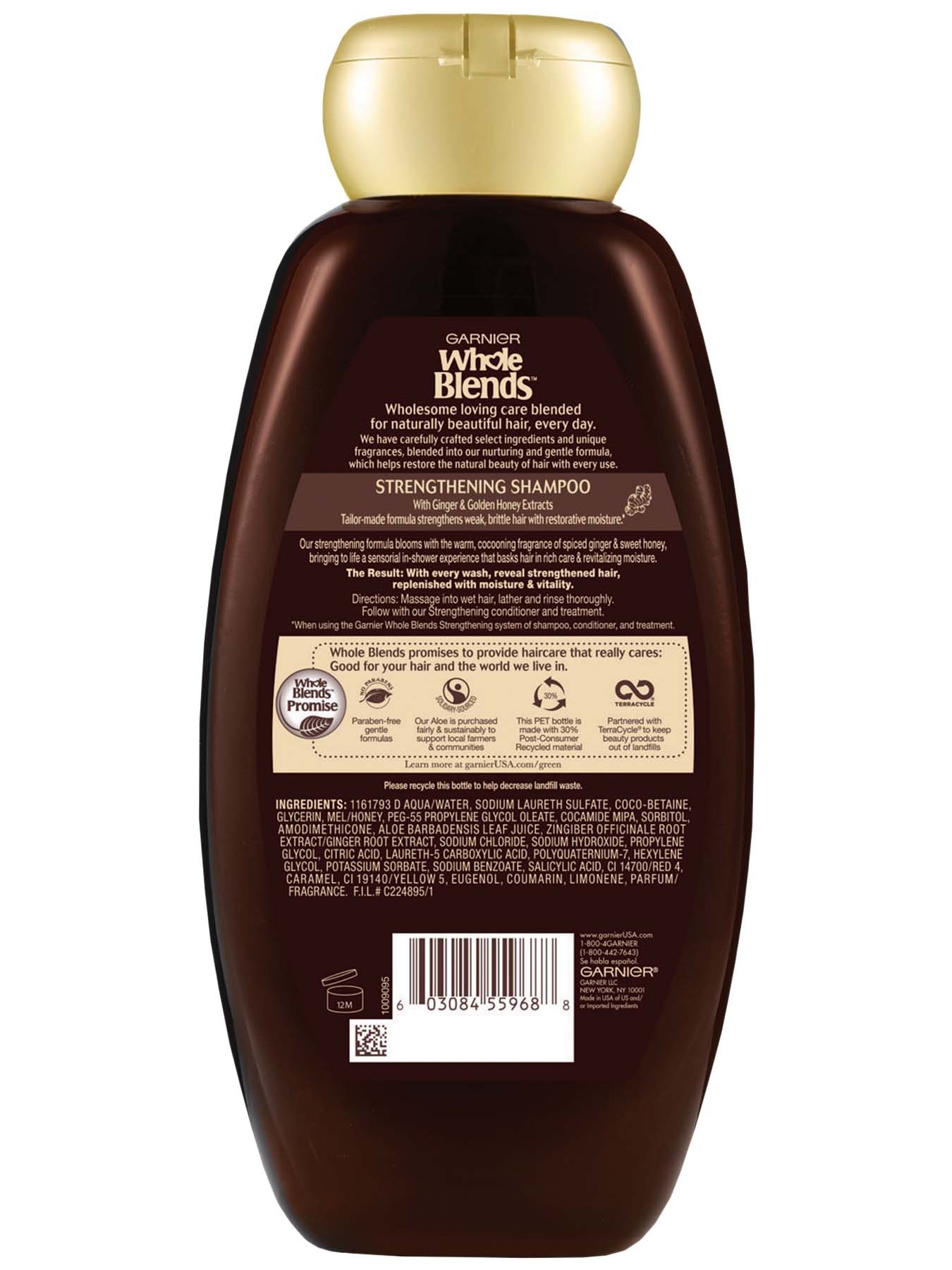 Back view of Whole Blends Ginger Recovery Strengthening Shampoo 22oz.